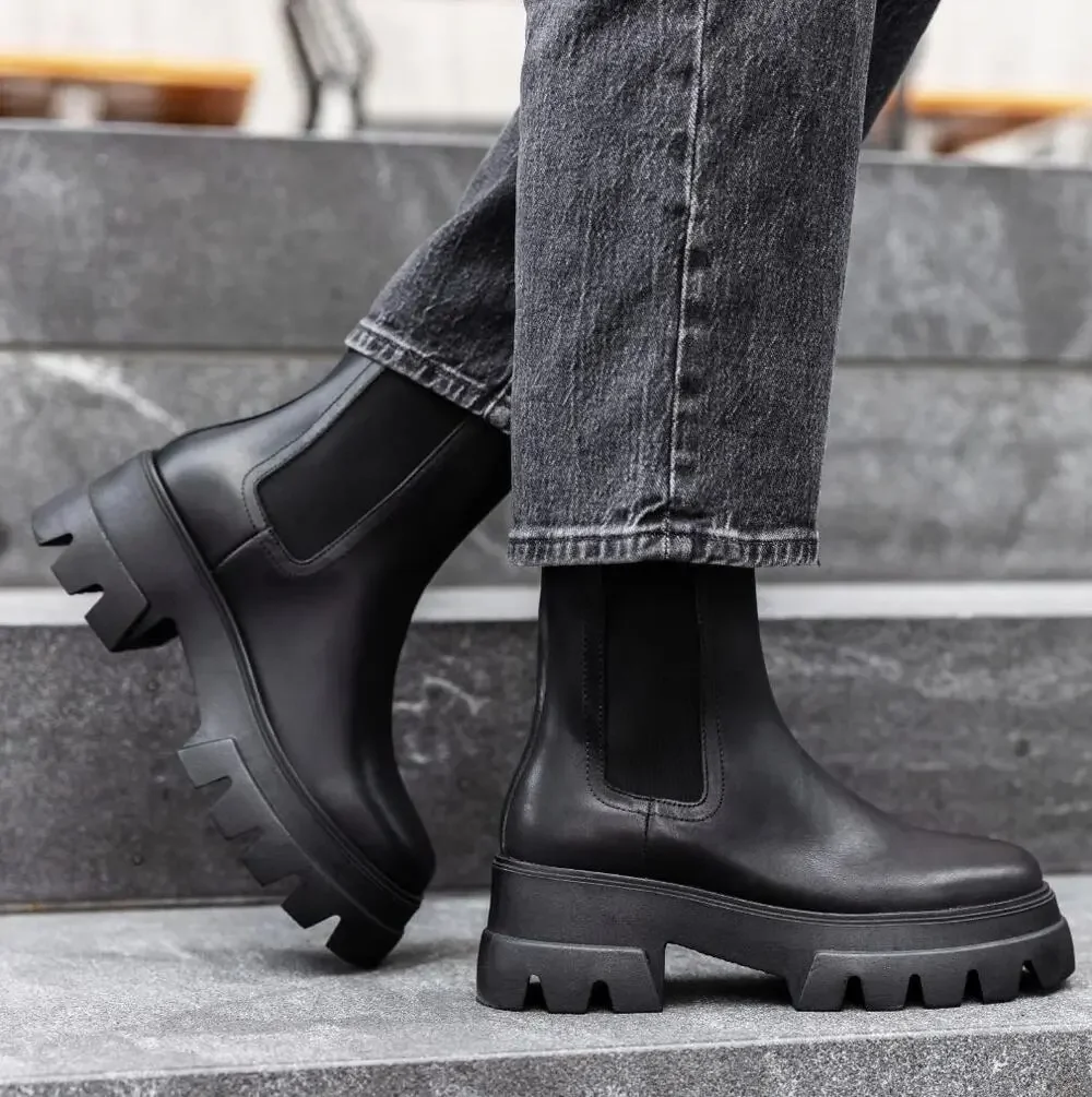 THURSDAY BOOT CO. Reign Mid Chelsea Boots Leather Black Sz 10.5 $168